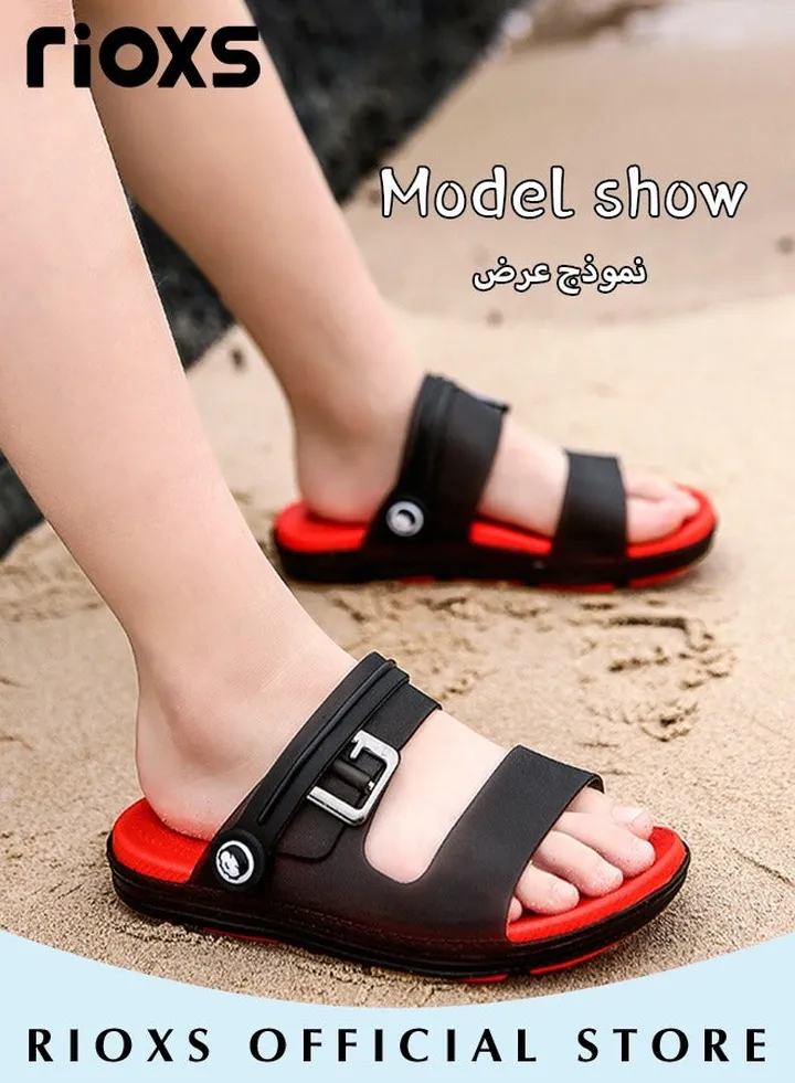 Boys kids Soft Sole Open Toe Water Sandals Non-Slip Lightweight Beach Sneakers Adjustable Flat Shoes With Back-Strap