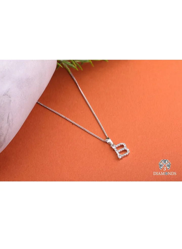 Pendant Necklace For Women Platinum Plated Letter B