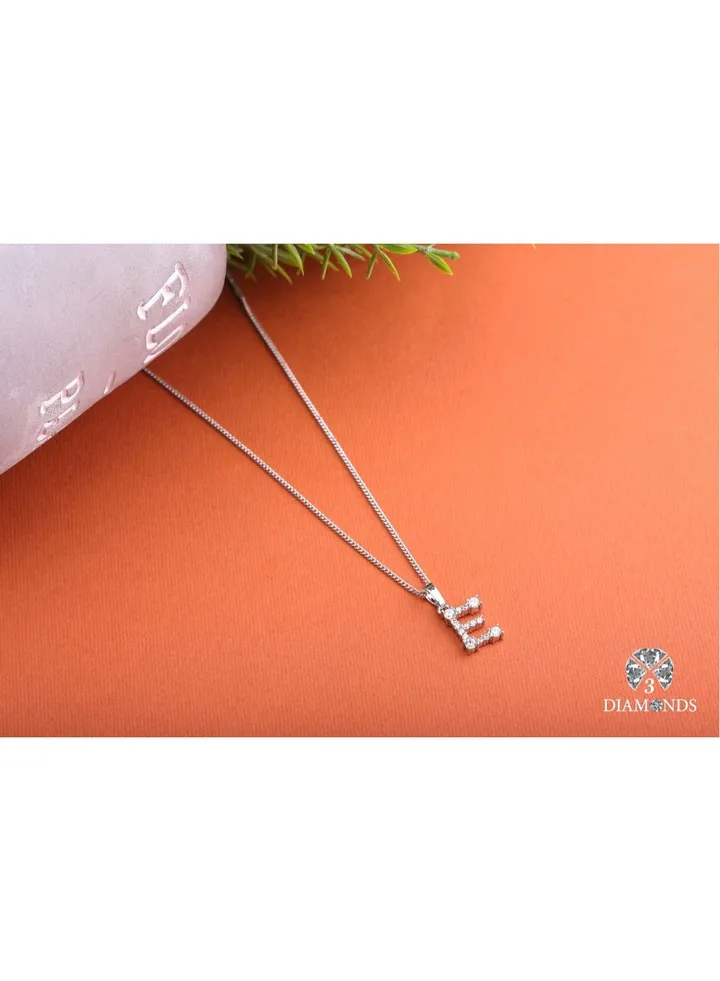 Pendant Necklace For Women Platinum Plated Letter E