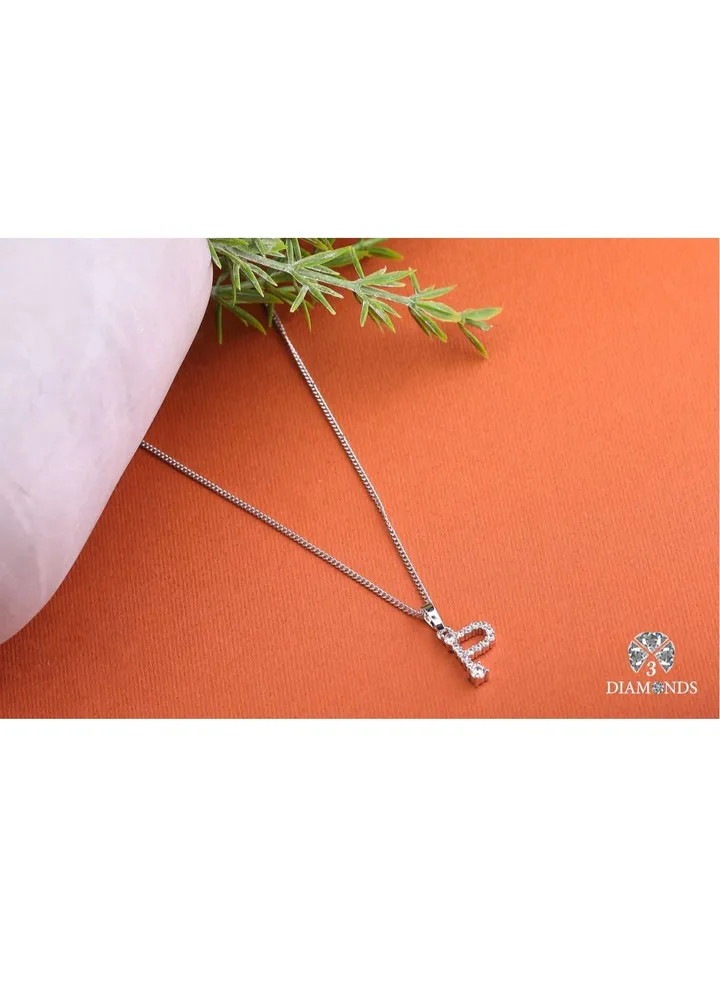 Pendant Necklace For Women Platinum Plated Letter P