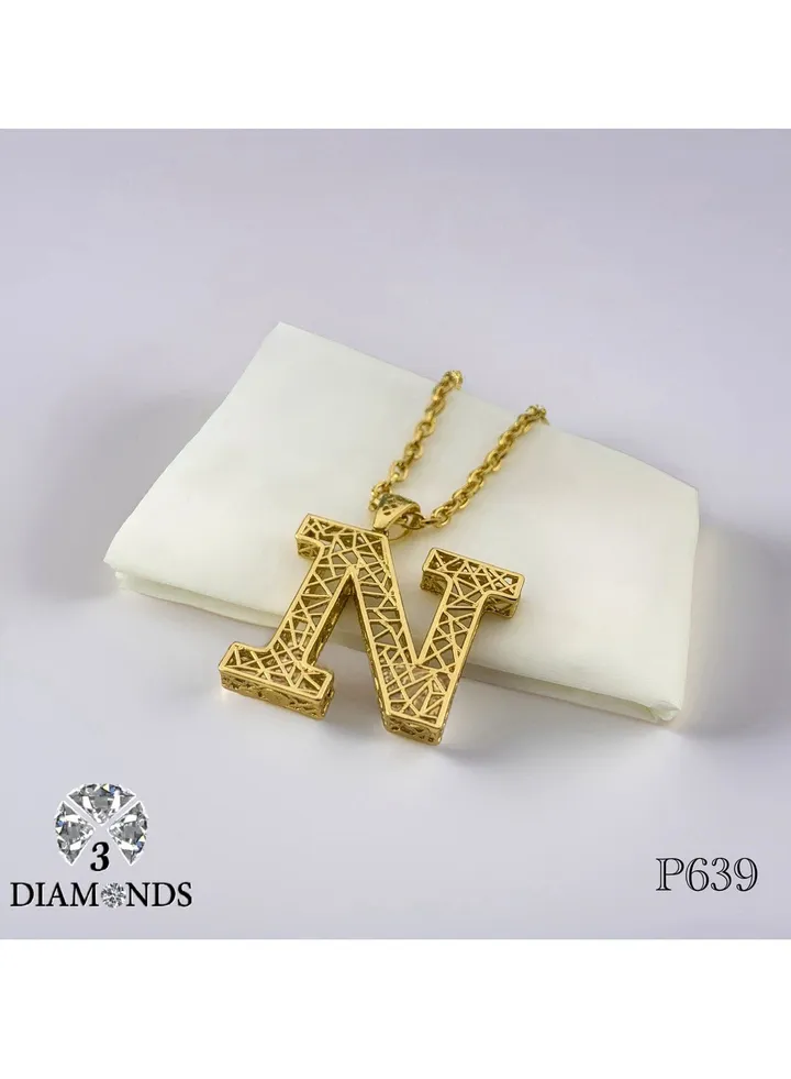 Elegant Women's High-Quality N-Shaped Pendant Necklace, Gold Plated – Stylish, Durable, Perfect for Gifts and Special Occasions
