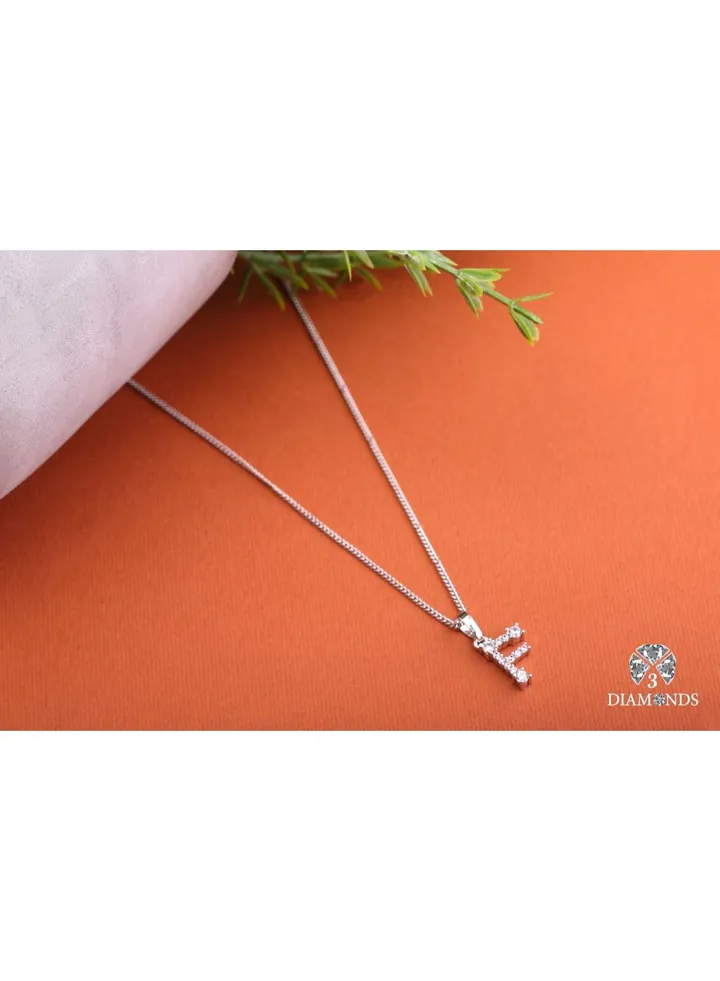 Pendant Necklace For Women Platinum Plated Letter F