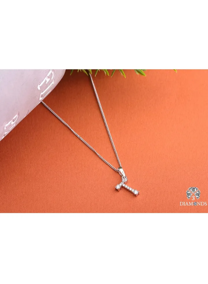 Pendant Necklace For Women Platinum Plated Letter T