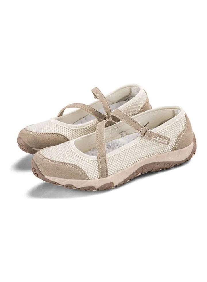 Buckle Flat Comfort Brown/White/Beige