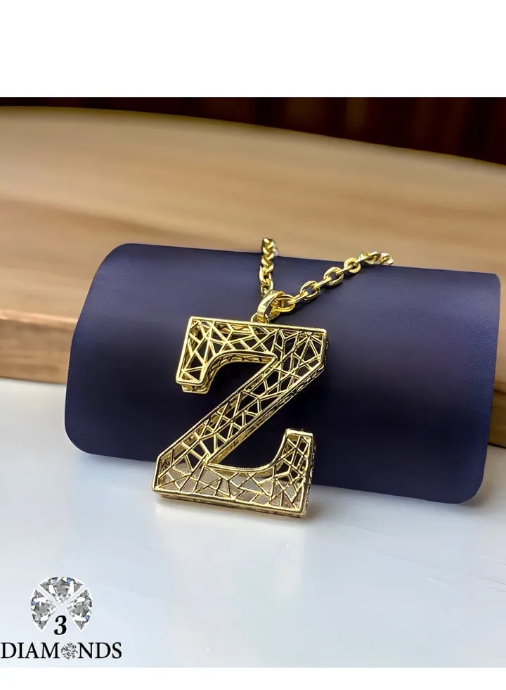 Elegant Women's High-Quality Z-Shaped Pendant Necklace, Gold Plated – Stylish, Durable, Perfect for Gifts and Special Occasions