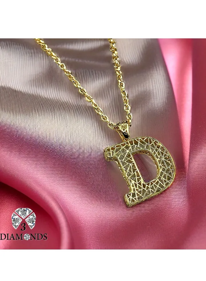 Elegant Women's High-Quality D-Shaped Pendant Necklace, Gold Plated – Stylish, Durable, Perfect for Gifts and Special Occasions