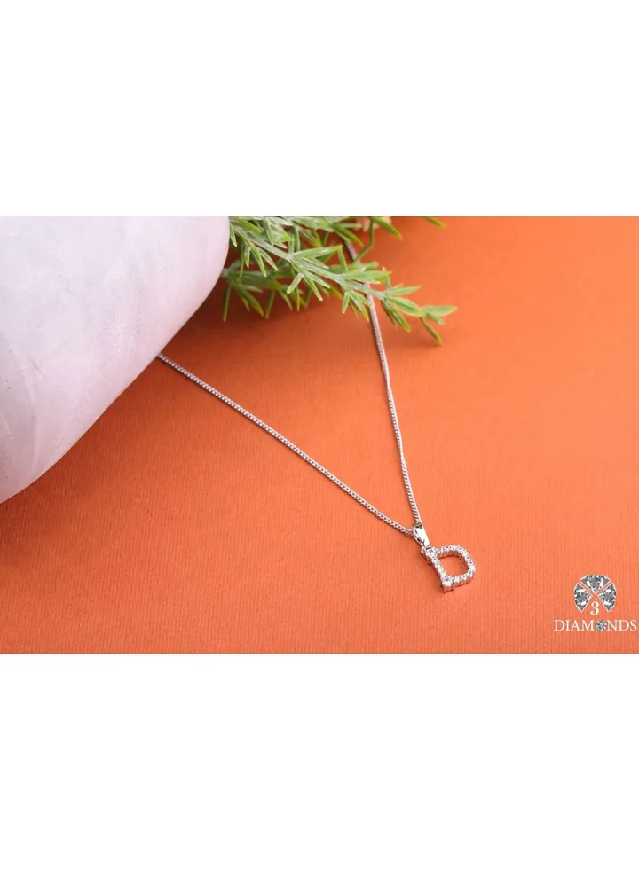 Pendant Necklace For Women Platinum Plated Letter D