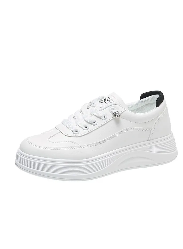 Summer New Small White Shoes Thick Sole Daily Student Board Shoes Elastic Lace Cake Casual Shoes