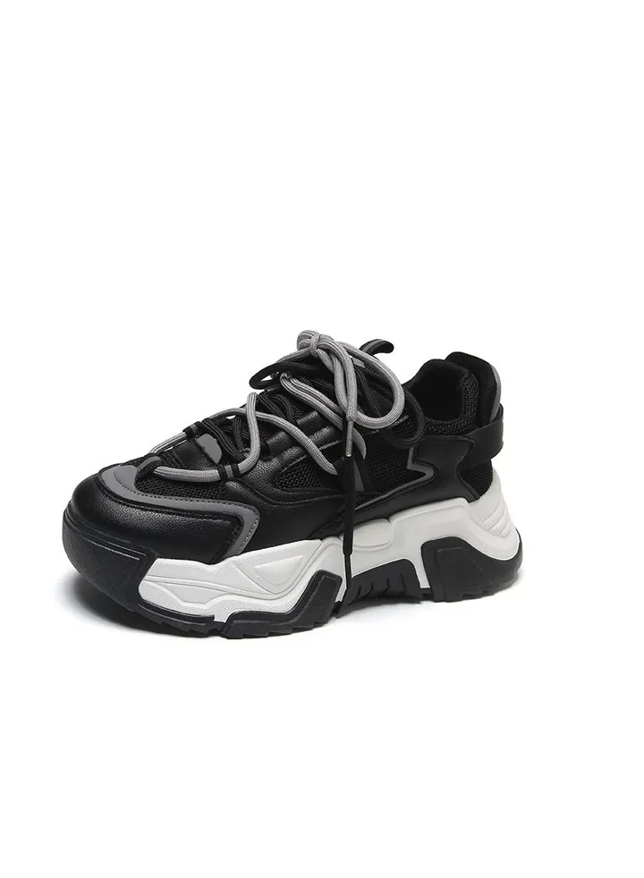 Spring New Breathable Heightening Sneakers Student Fashion Thick Soled Daddy Shoes Female Leisure Running Shoes