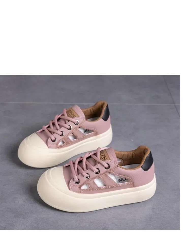 Summer New Sponge Sole Students Big Head Casual Shoes Round Head Carved Holes In Women's Shoes