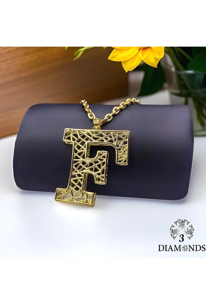 Elegant Women's High-Quality F-Shaped Pendant Necklace, Gold Plated – Stylish, Durable, Perfect for Gifts and Special Occasions