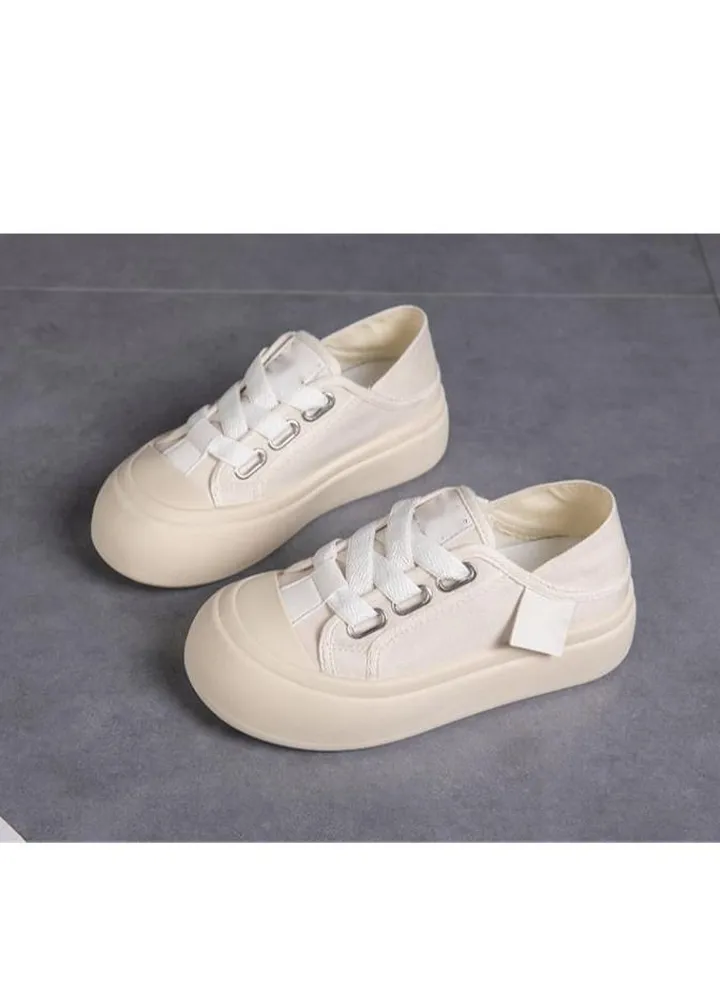 Summer New Thick Soled Canvas Shoes Casual Half - Drag Small White Shoes Breathable Board Shoes
