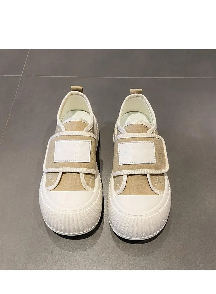 New Thick Soled Small White Shoes Big Canvas Women's Shoes Students Magic Buckle Platform Shoes