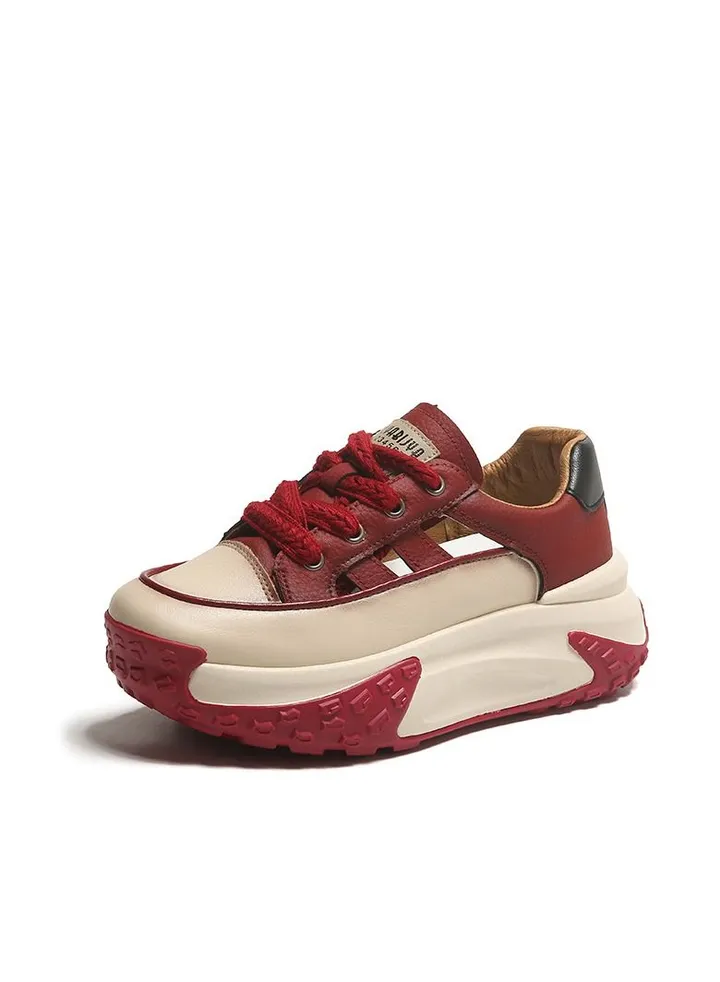 2023 Summer New Hollow Out Thick Soled Daddy Shoes Height Raising Casual Shoes Women's Shoes