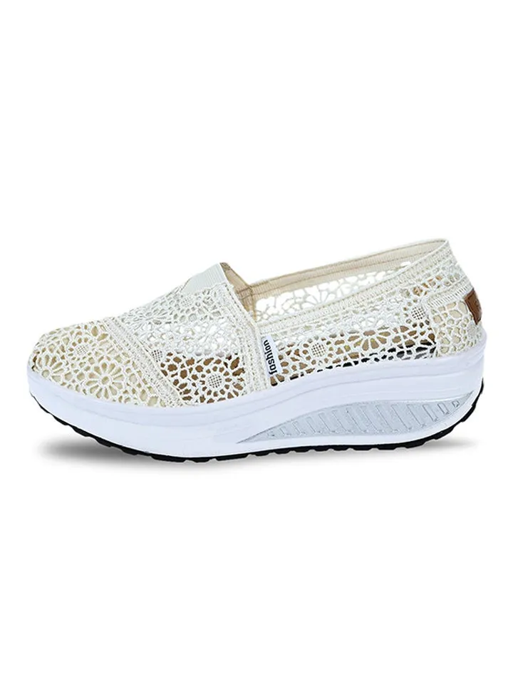 Hollow Slip On Platform Comfort Shoe Off-White
