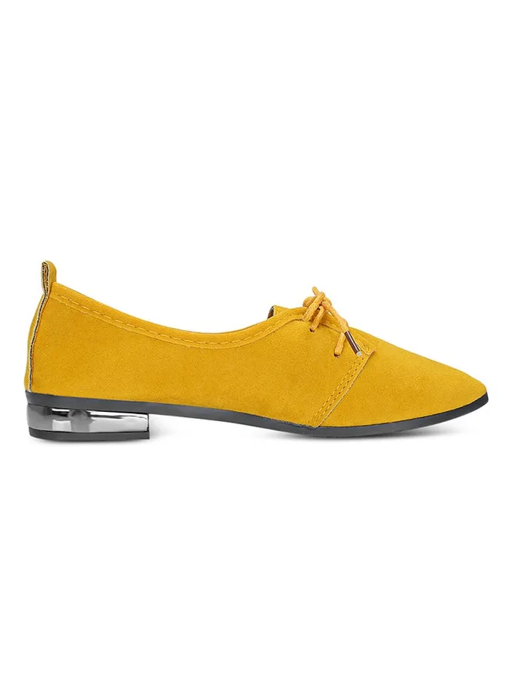 Pointed Toe Lace-up Shoe Yellow