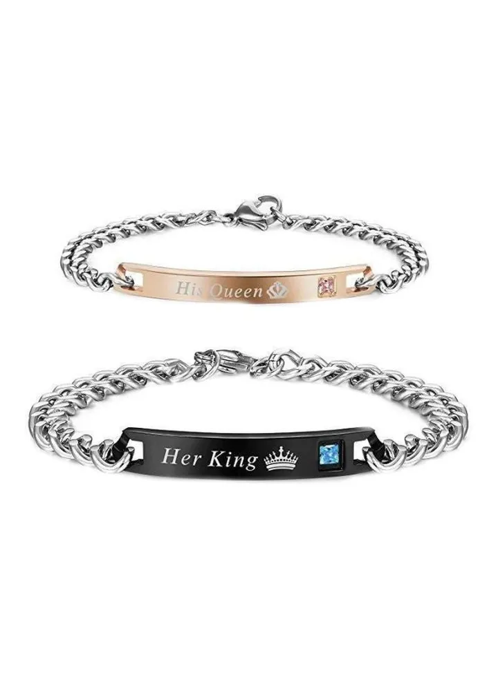 2-Piece King And Queen Chain Bracelet