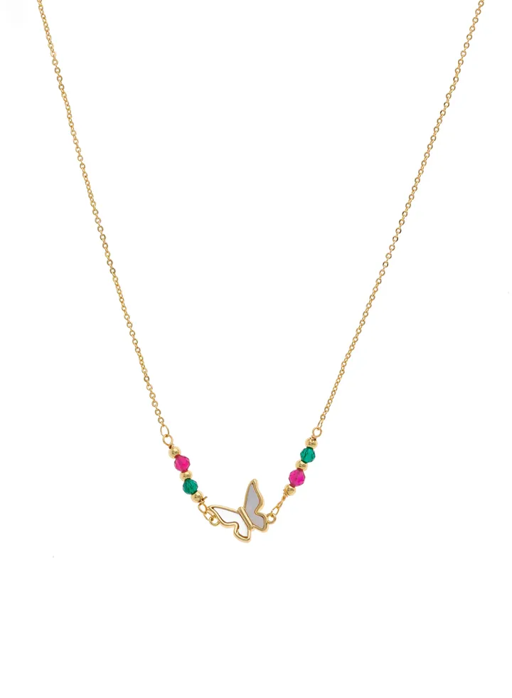 Soft butterfly necklace with colorful beads