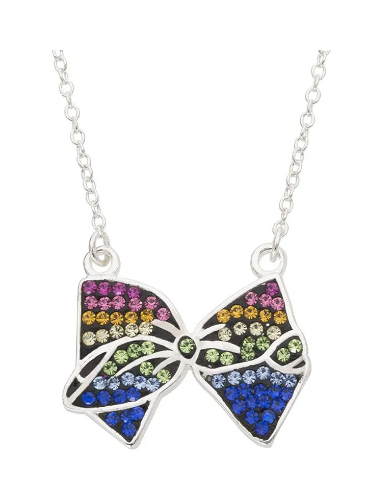 Rainbow Crystal Bow Pendant Necklace Chain