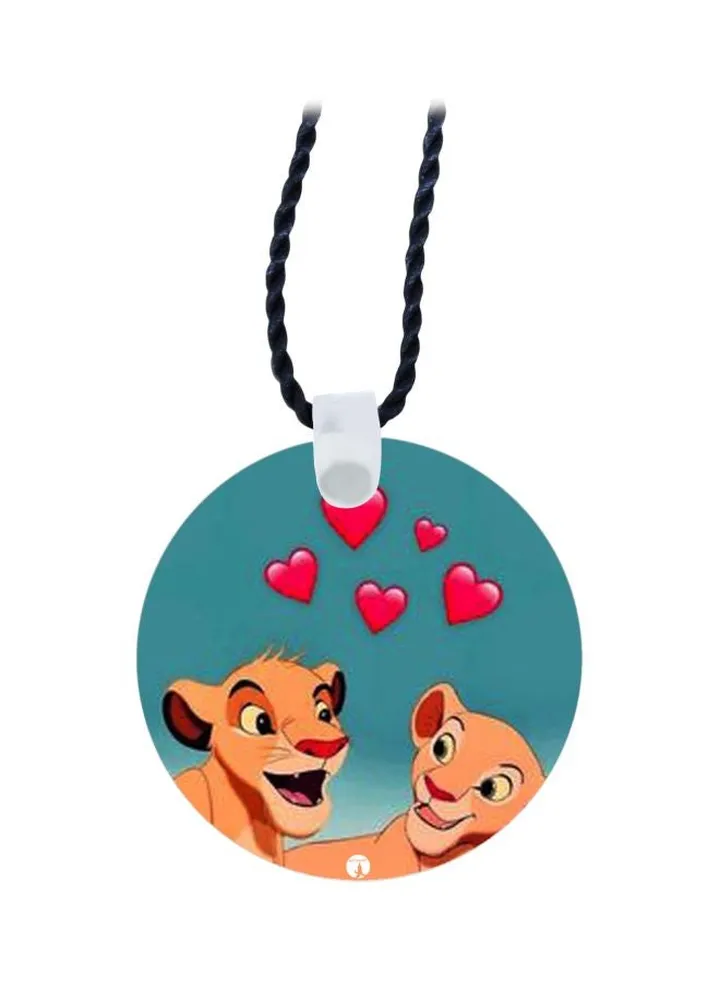 Animated Simba And Nala Printed Pendant Necklace