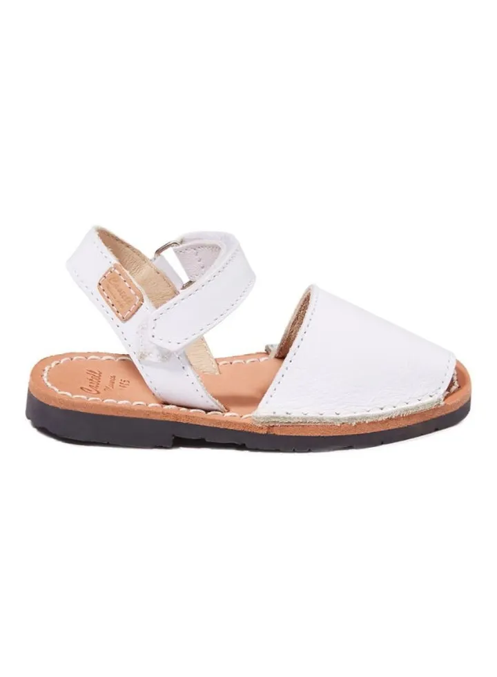 Iker Leather Hook & Loop Closure Casual Sandals White