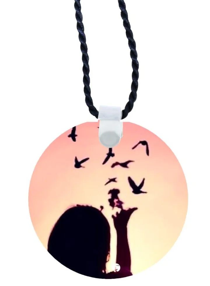 Flying Birds Printed Pendant Necklace