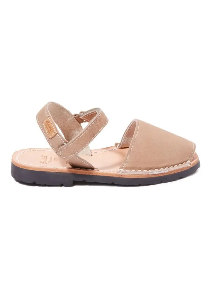 Iker Leather Hook & Loop Closure Casual Sandals Taupe
