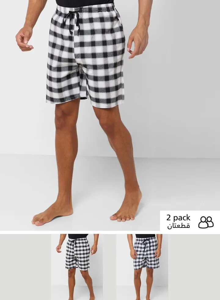 Men'S Foxbury Twin Pack Check Shorts