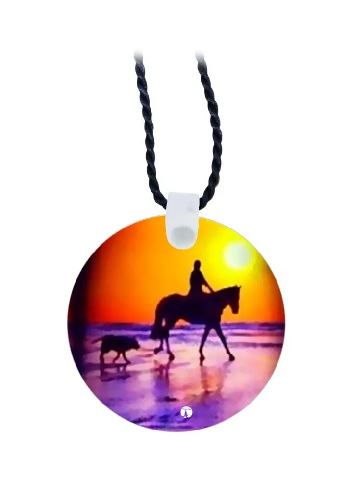 Horse Riding Printed Pendant Necklace