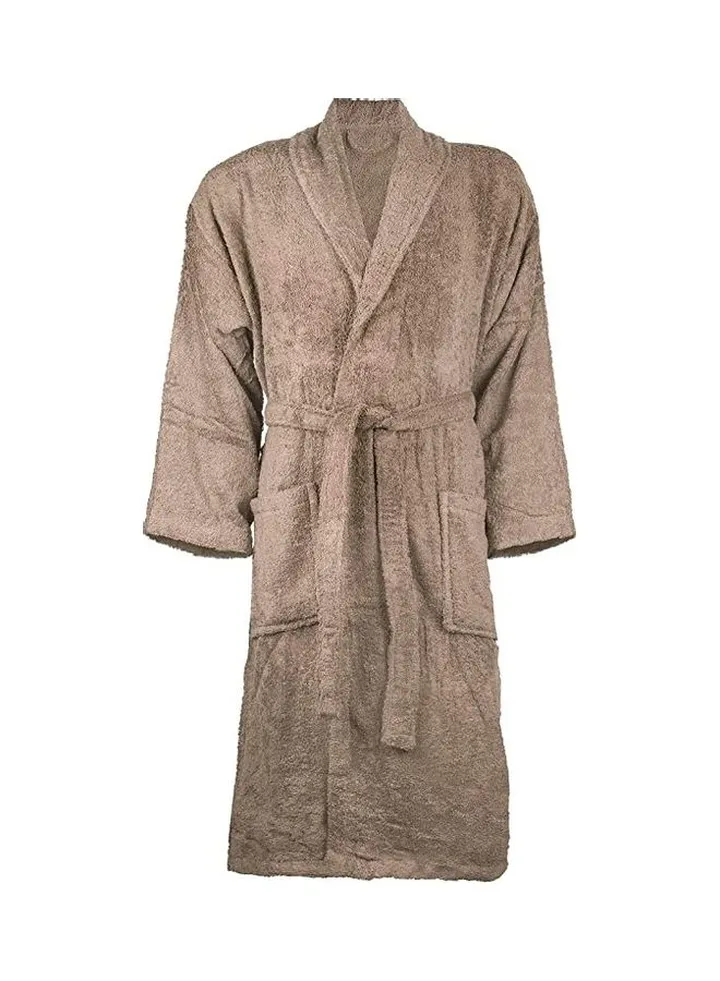Cotton Shawl Collar Bathrobe Dark Beige XL