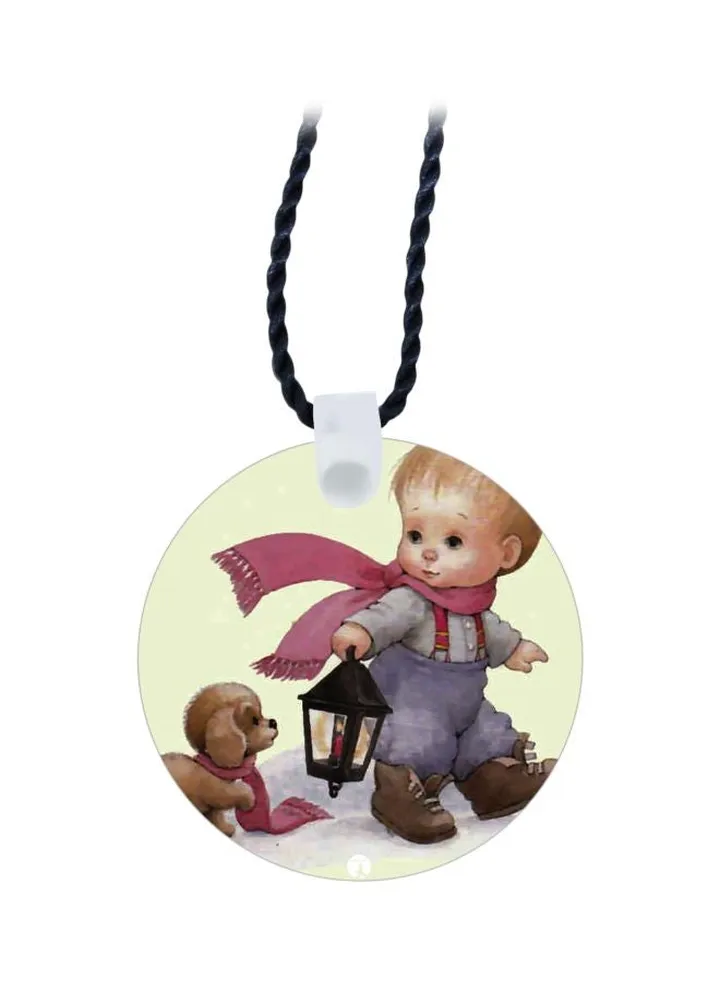 Baby Boy With A Dog Printed Pendant Necklace