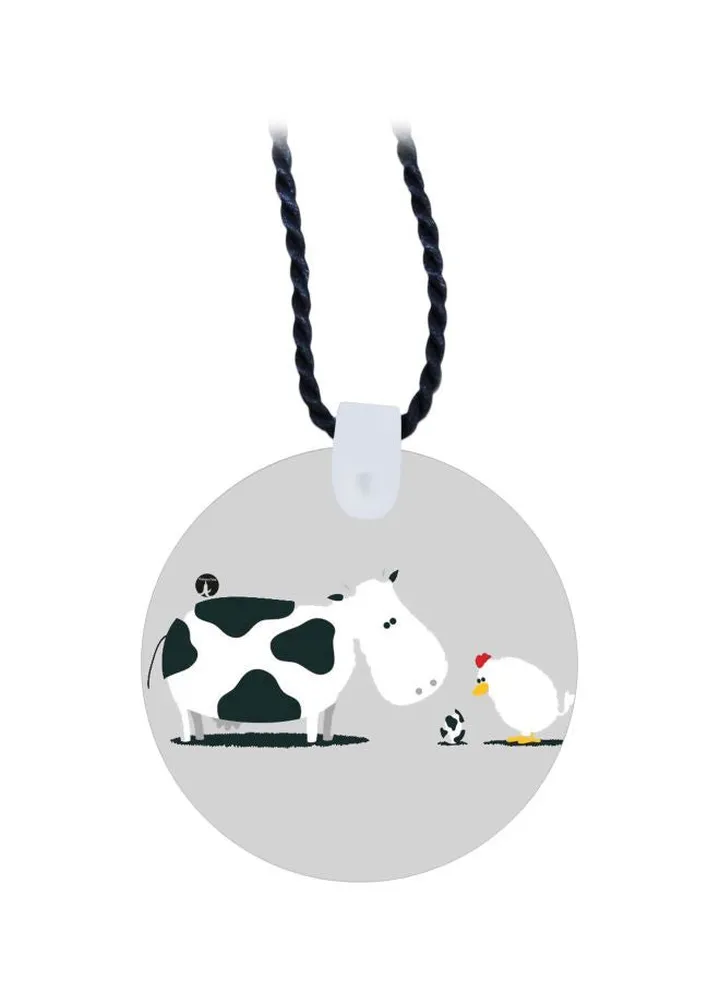 Cow And Chicken Printed Pendant Necklace