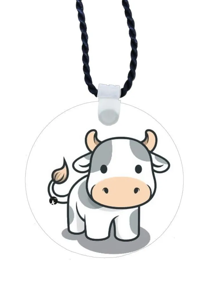 Cartoon Cow Printed Pendant Necklace