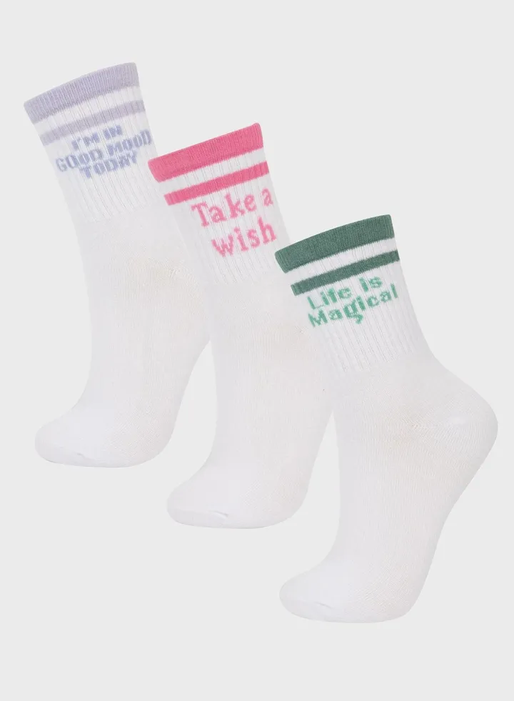 Girl 3 Piece Cotton Long Socks