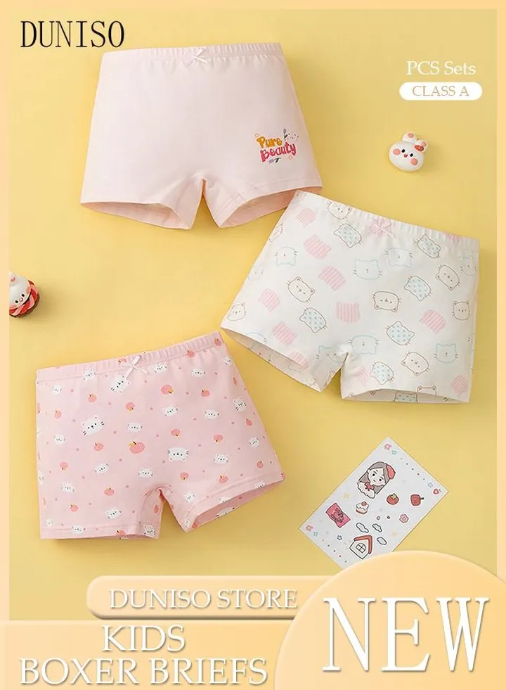 3 Pack Girls' Briefs Cotton Class a Summer Comfort Children's Briefs Boys' Baby Boxer Briefs Set