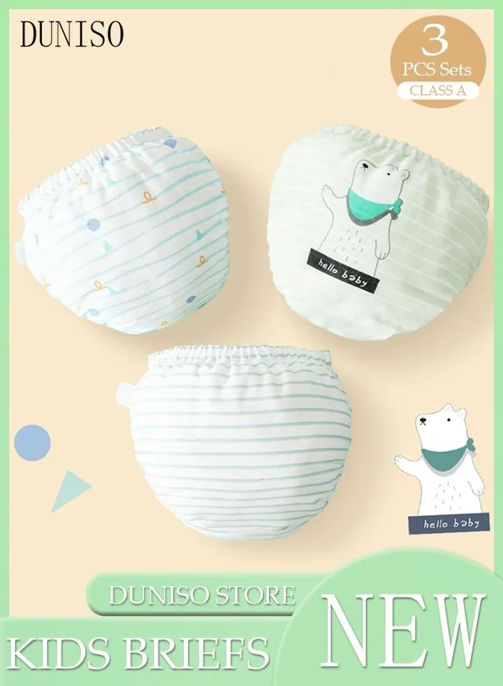 3 Pack Children's Briefs Set Kid's Cotton Underwear Short Briefs Breathable and Soft Underpants with High Elastic Waistband Soft Little Boy Pants