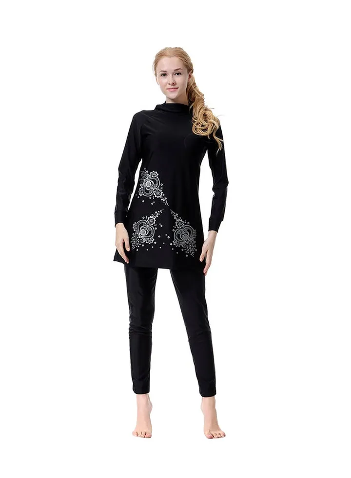 2-Piece Long Sleeve Burkini Black