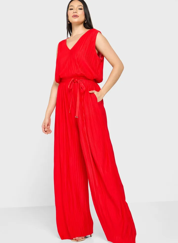 Striped Belt Detail Jumpsuit