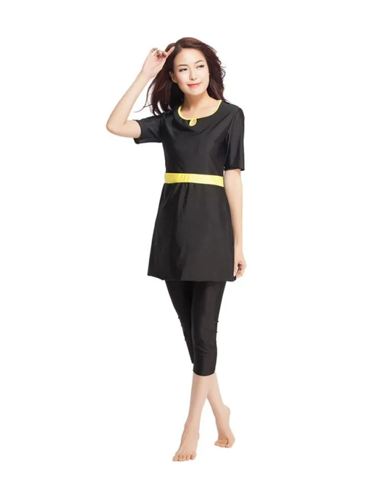 2-Piece Short Sleeve Burkini Black
