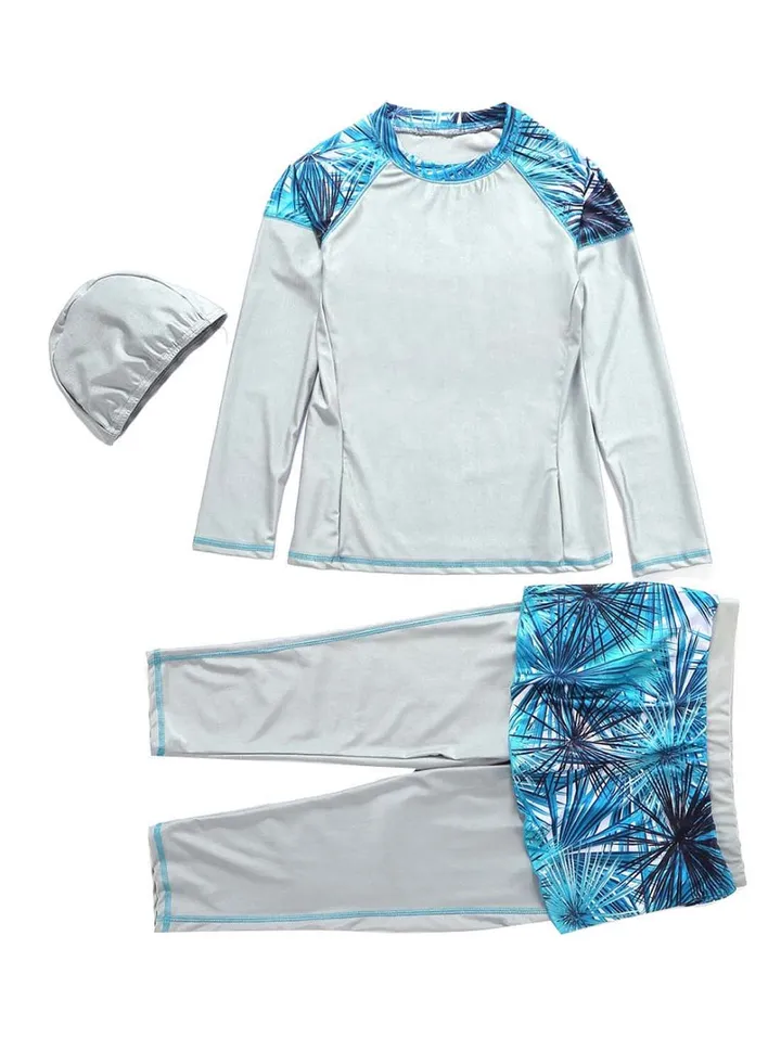 Conservative And Fashionable Burkinis Grey/Blue