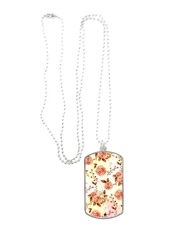 Printed Rectangle Shape Pendant Necklace