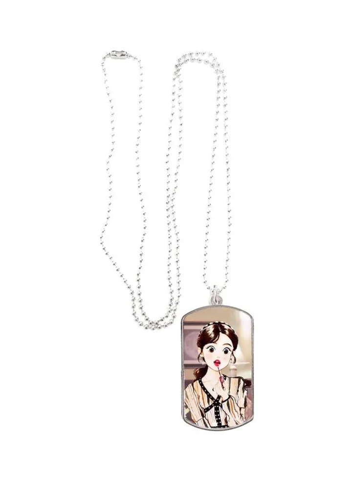 Woman Printed Pendant Necklace