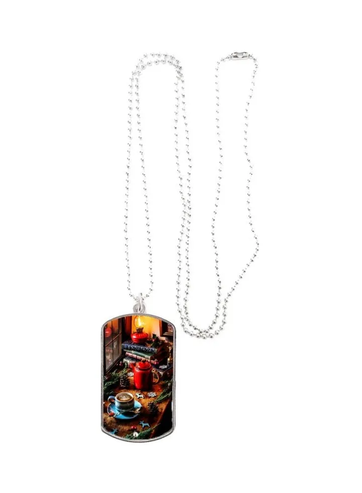 Coffee Theme Printed Pendant Necklace