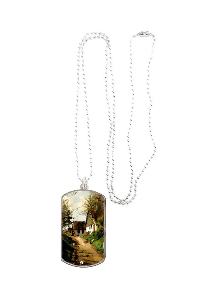Town Theme Printed Pendant Necklace