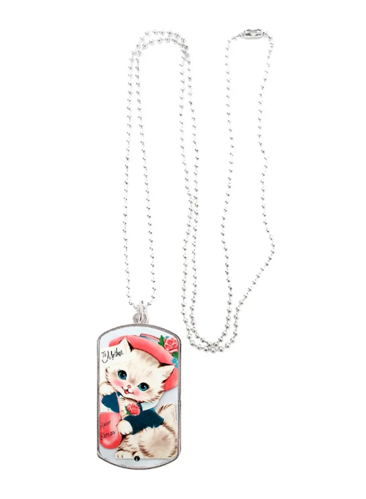 Printed Rectangle Shape Pendant Necklace