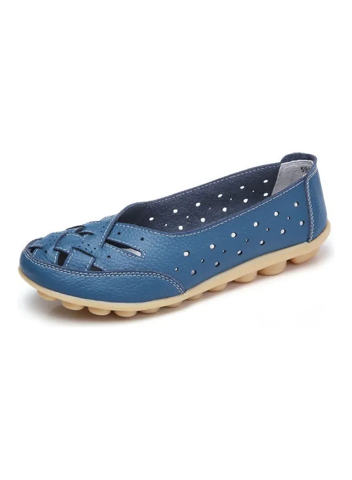 Round Toe Slip-On Comfort Shoes Blue
