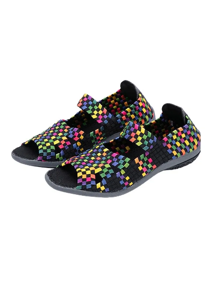Hand Woven Comfort Shoes Black/Purple/Yellow