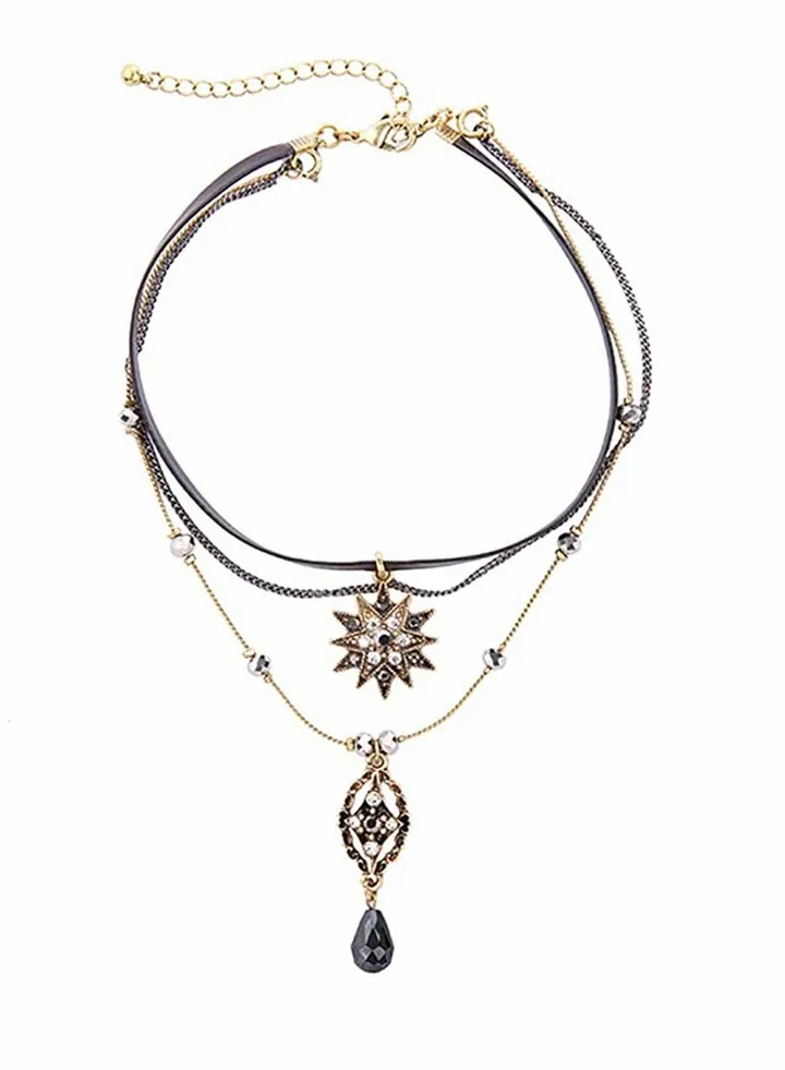 Choker Necklaces for Women Girl Layered Stars Pendant Necklace Jewelry Gift Harajuku Dark Necklace Punk steam collar Clavicle chain ornament