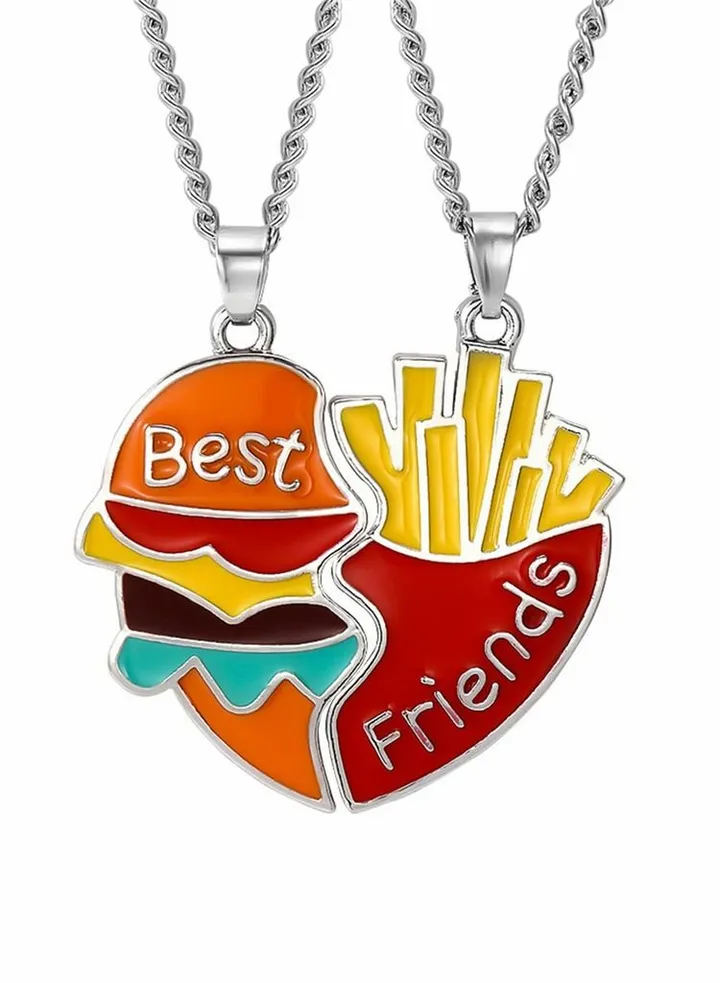 Best Friend Necklace Half Heart Pendant Friendship Necklace for 2-Split Valentine Heart Necklace