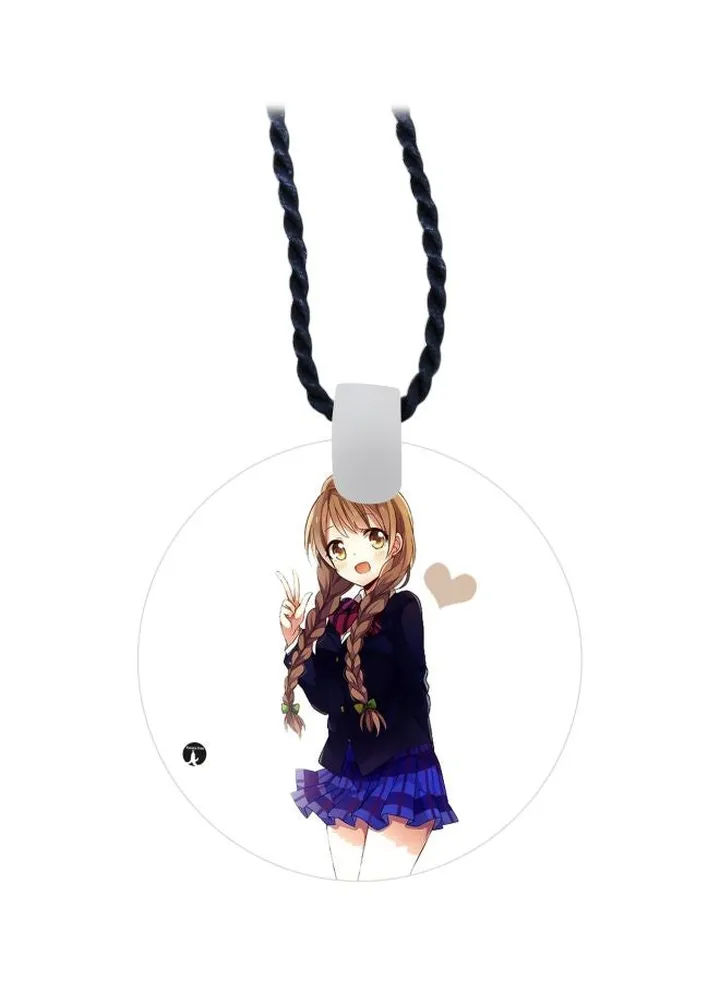 Cartoon Girl Printed Pendant Necklace
